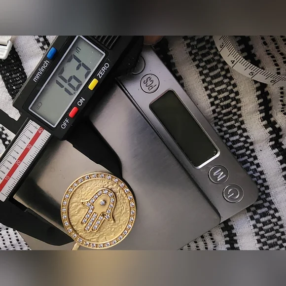 Gold Tone Hamsa Pendant with Crystals By SHELIA FAJL THAILAND - Picture 5 of 5